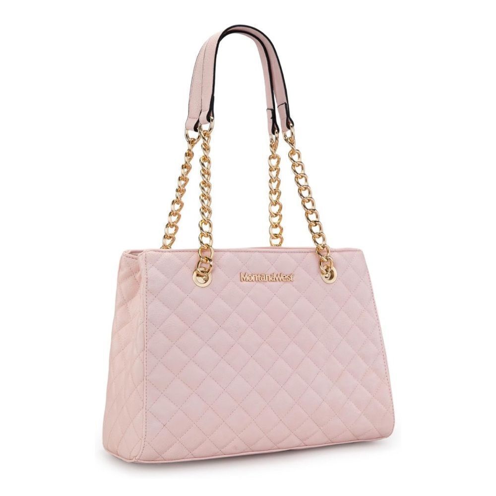 Montana West MEDIUM Tote Bag for Women Quilted Chain Handbags Shoulder Purse - Picture 2 of 5